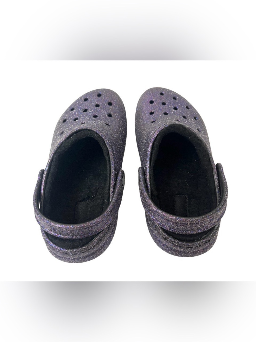 CROCS - Kids Girls Size 1 (J1) Sparkling Purple with Fuzzy Lining - Picture 5 of 8